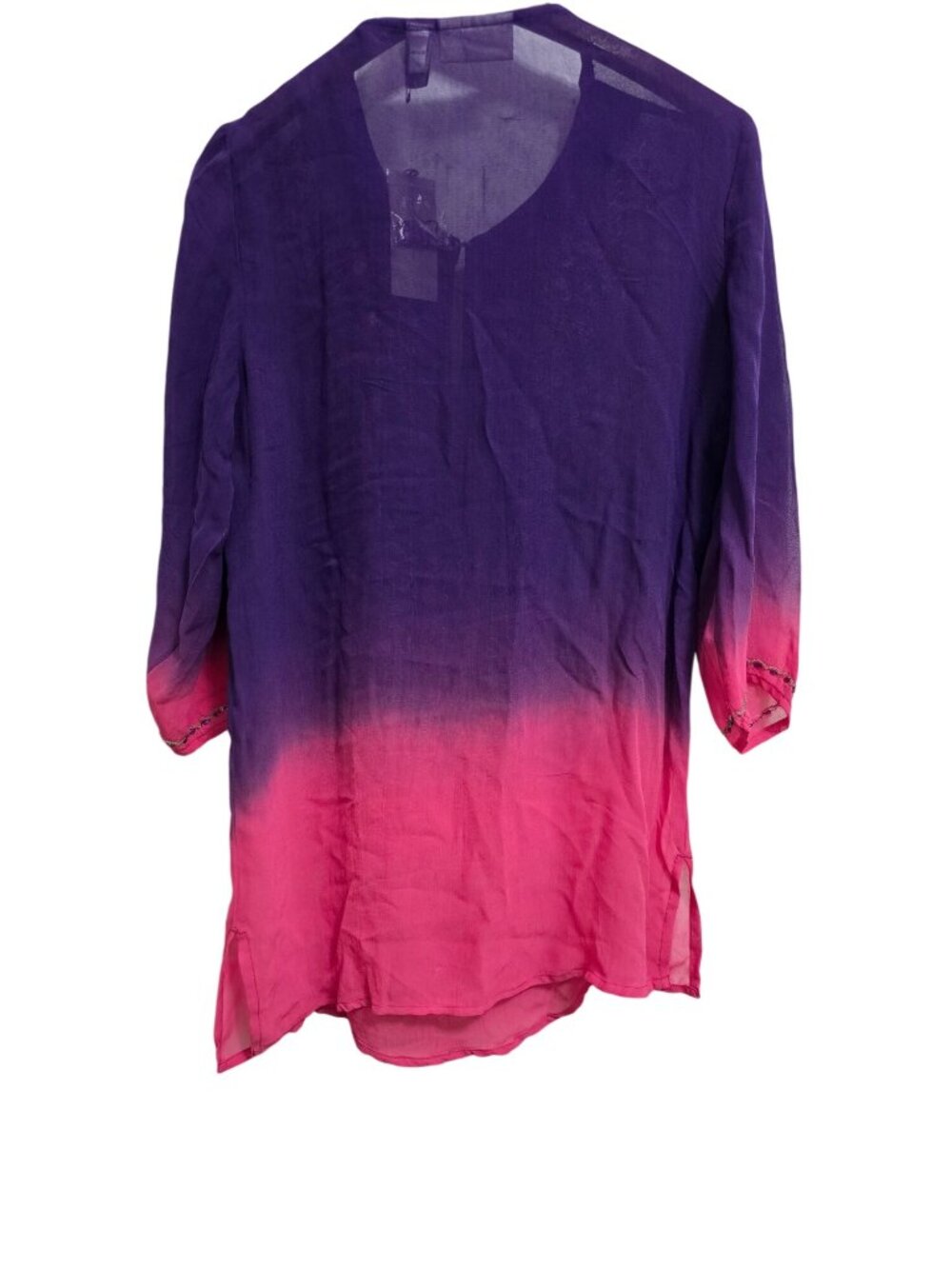 NWT Chicos Size 0 Ombre Pretty Jaida Purple Sheer Beaded Tunic Top Kaftan Resort - Picture 8 of 11